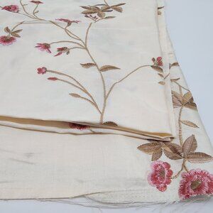 Vintage Upholstery Floral Embroidered Fabric Pre Cut With Pink & Brown Blooms 56